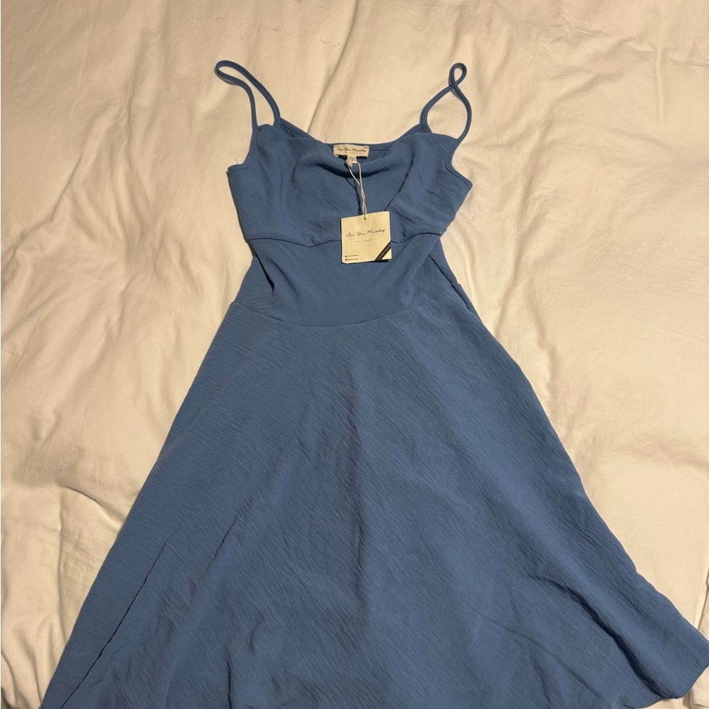 See You Monday Sky Blue Midi Dress
